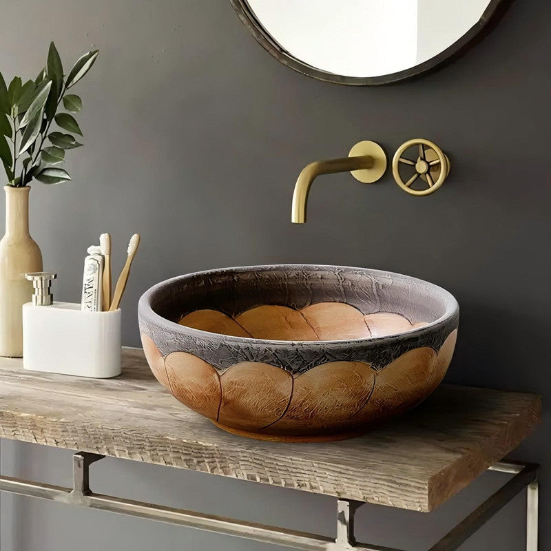 Painted Porcelain Wash Basin Bowl Type Bathroom Countertop Ceramic Sink