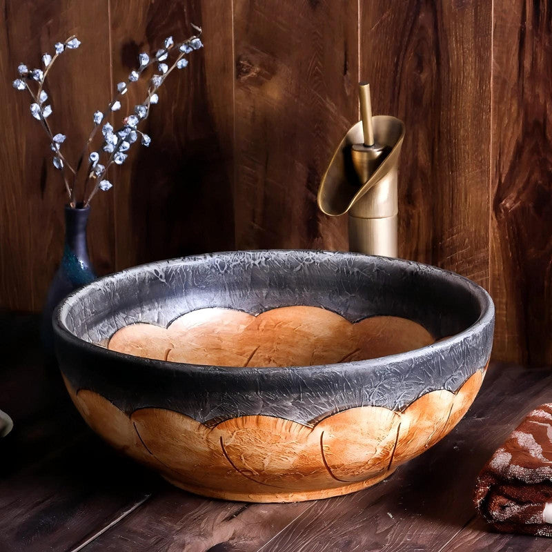 Painted Porcelain Wash Basin Bowl Type Bathroom Countertop Ceramic Sink