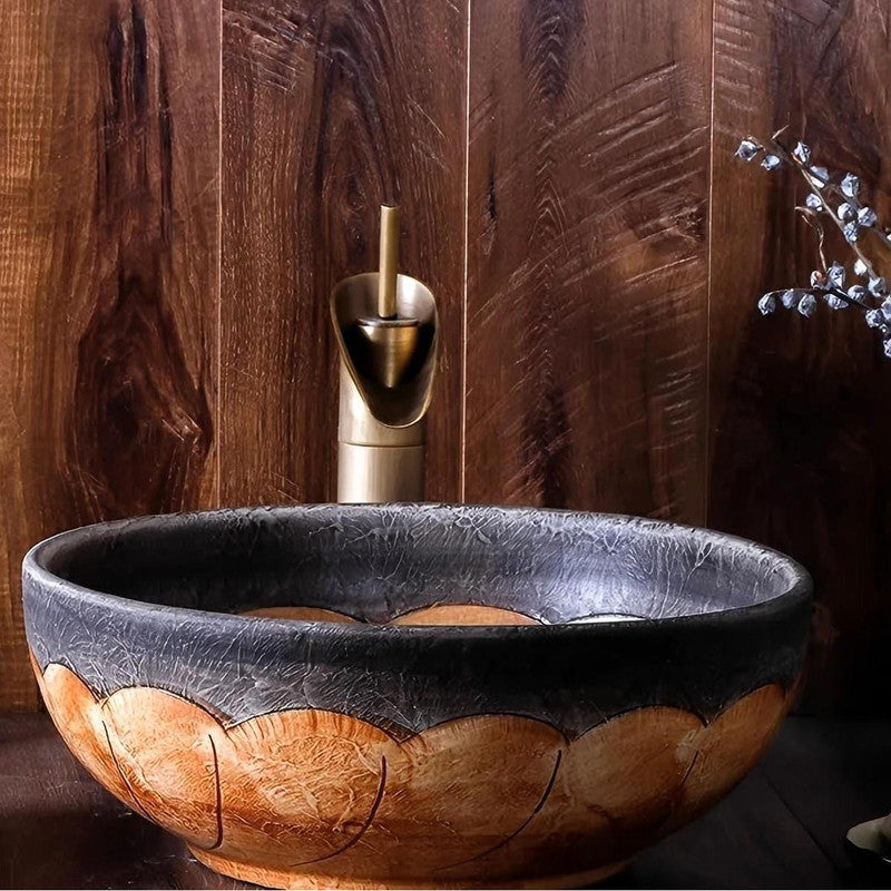 Painted Porcelain Wash Basin Bowl Type Bathroom Countertop Ceramic Sink