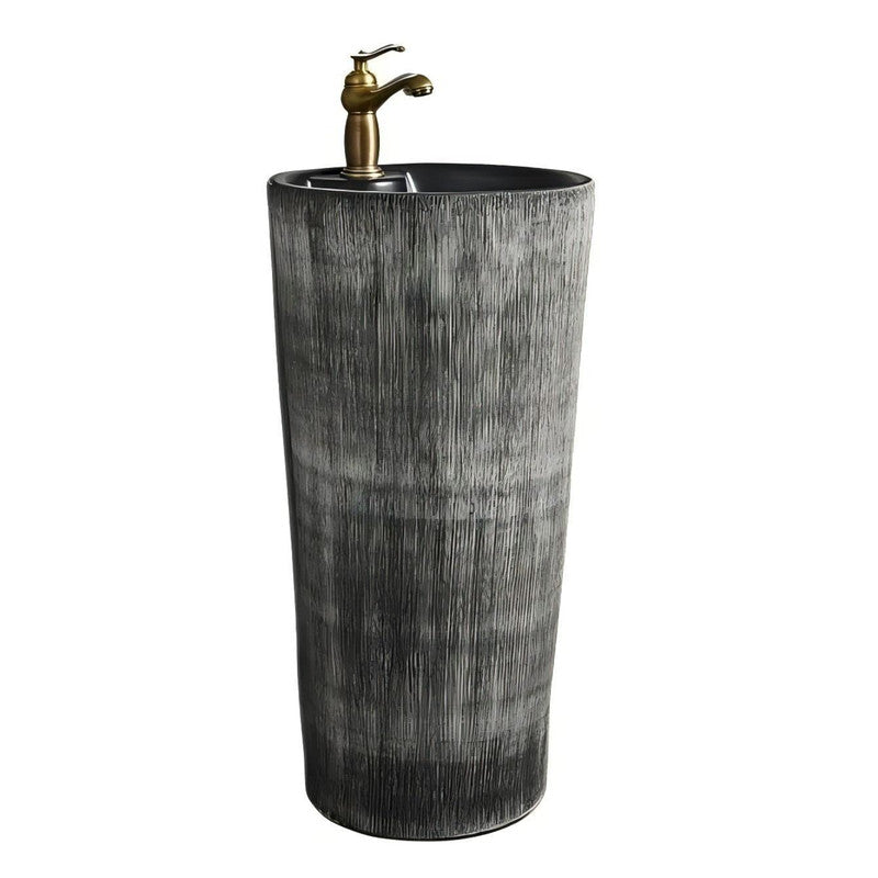 Hand Made Ceramic Vertical Wire Drawing One Piece Basin for Bathroom or Garden