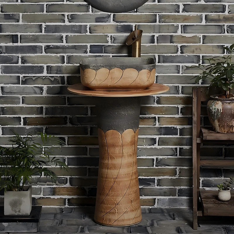 Hand Made Porcelain Wash Basin with Pedestal