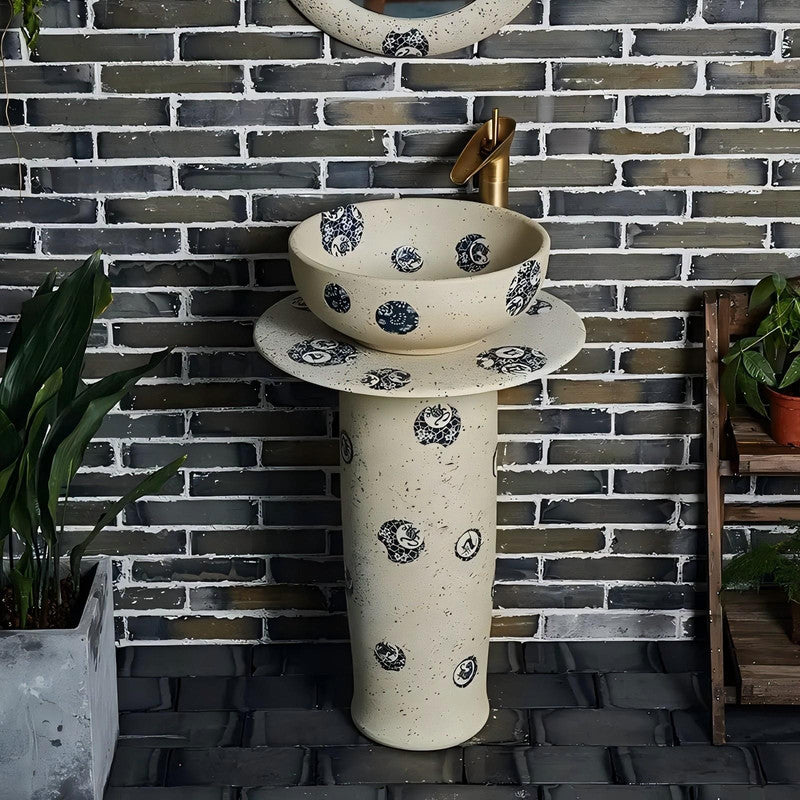 Porcelain Standing Wash Basin with Pedestal
