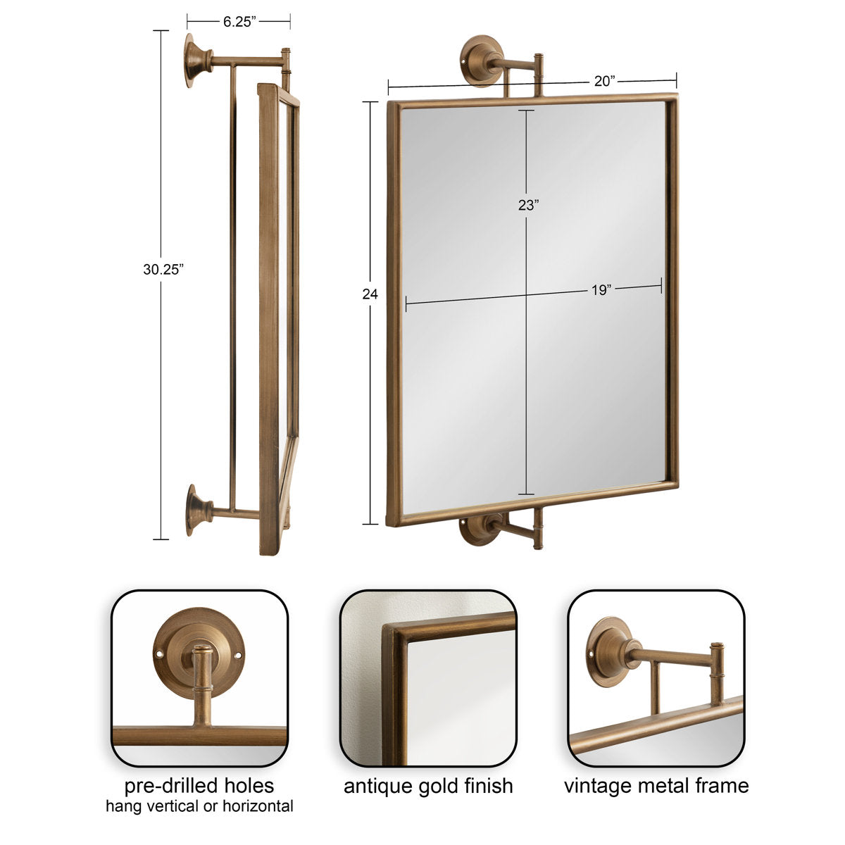 Rectangle Pivot Bathroom Wall Mirror