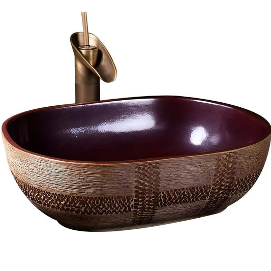 Colorful Ceramic Oval Bathroom Washbasin Pedestal Outdoor Wash Basin