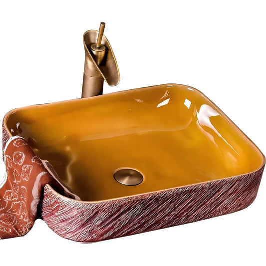 Handmade Crack Glazed Inside Porcelain Fancy Sink Basin Art Ceramic Wash Basin