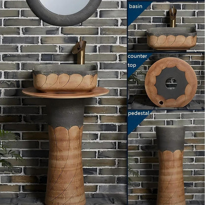Hand Made Porcelain Wash Basin with Pedestal
