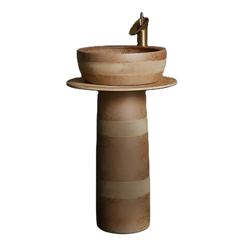 Ceramic Pedestal Basin Porcelain Free Standing Wash Basin Bathroom Sink