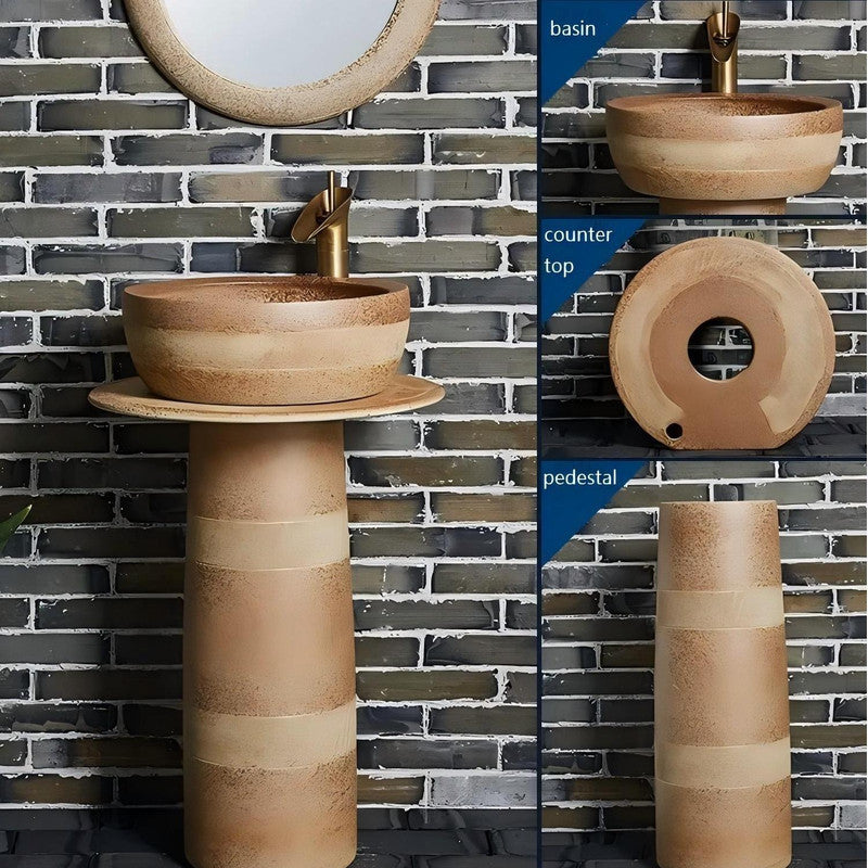 Ceramic Pedestal Basin Porcelain Free Standing Wash Basin Bathroom Sink
