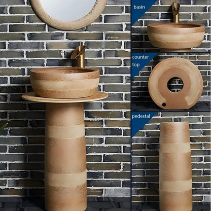 Ceramic Pedestal Basin Porcelain Free Standing Wash Basin Bathroom Sink