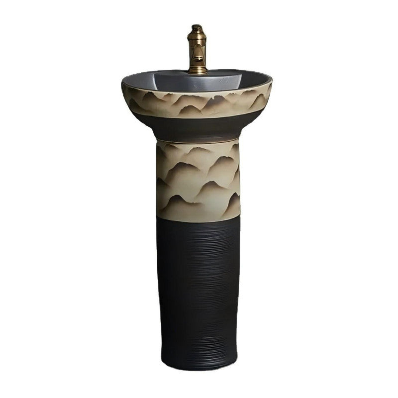 Hand Painted Ceramic Wash Basin Bathroom Pedestal Basin