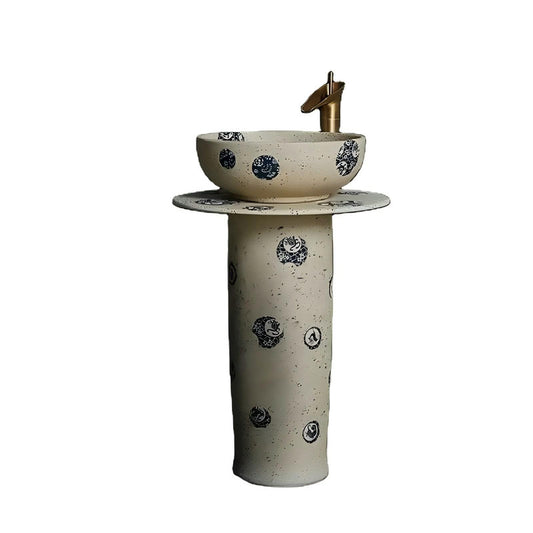 Porcelain Standing Wash Basin with Pedestal