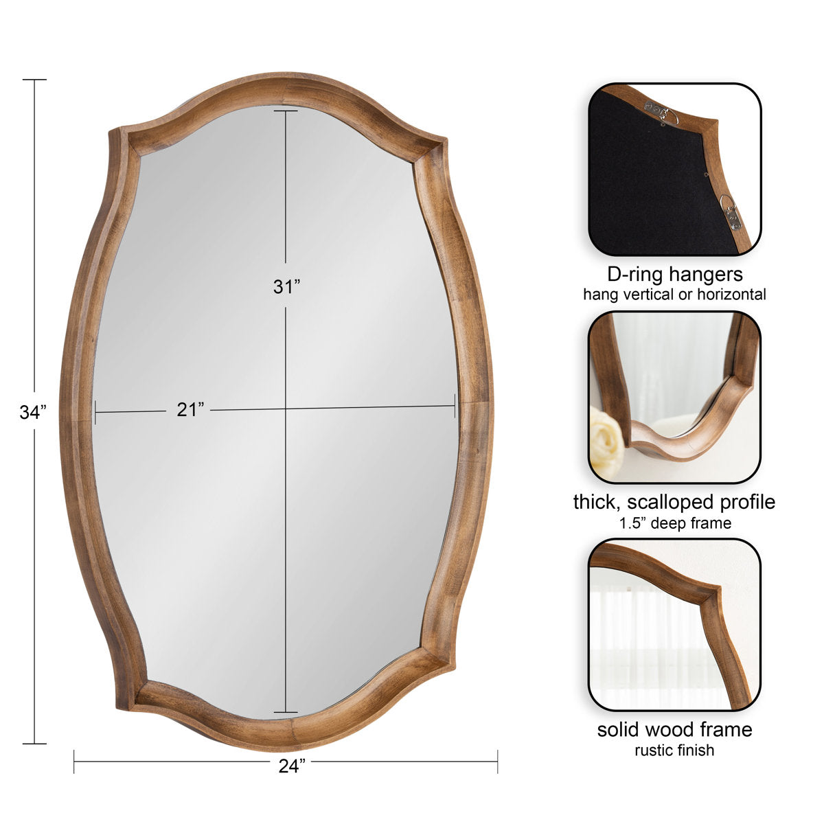 Wood Scalloped Mirror