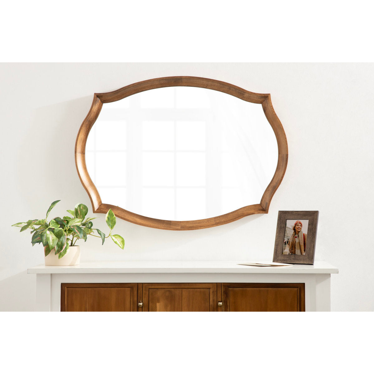 Wood Scalloped Mirror