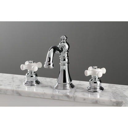 American Classic Two-Handle 3-Hole Deck Mount Widespread Bathroom Faucet with Pop-Up Drain