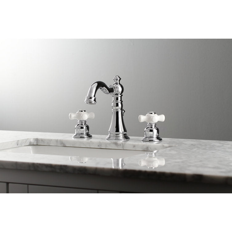 American Classic Two-Handle 3-Hole Deck Mount Widespread Bathroom Faucet with Pop-Up Drain