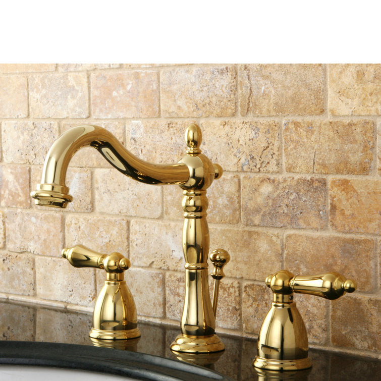 Heritage Two-Handle 3-Hole Deck Mount Widespread Bathroom Faucet with Pop-Up Drain