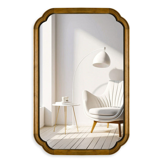 Solid Wood Accent Wall Mirror for Bathroom Bedroom